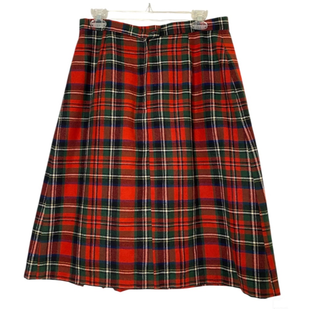Vintage Hauptfutter Plaid Plated Viscose Midi Skirt Medium Multicolor Academia - Picture 4 of 6